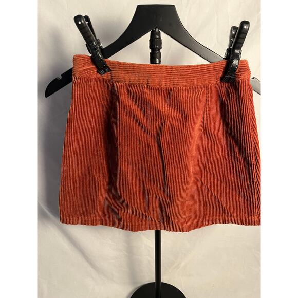 Forever 21 Burnt Orange Corduroy Mini Skirt Women’s Small Pockets Fall Casual - Picture 2 of 5